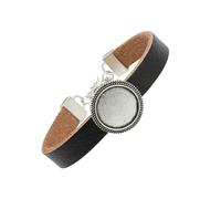 GALPADA Bracelet en Cuir avec Plateau de Base pour Création de Bijoux, Style Rétro, Cuir Véritable, Pratique pour Coller des Pierres, pour Femmes, Shopping Voyages