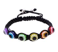 GALPADA Bracelet Œil Turc Tressé Main Lot de 2, Perles Colorées Arc-en-ciel, Ornement Décoratif Unisexe, Bijoux Bohèmes Réglables pour Femmes et Hommes, Accessoire Quotidien