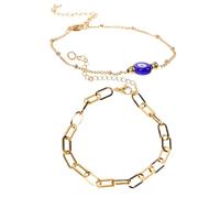 GALPADA Bracelet pour Femme en Acier Inoxydable Or Charme Œil Maléfique, Léger et Ajustable, pour Mariage et Engagement