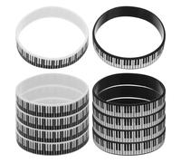 GALPADA Bracelets en Silicone Piano Lot 12 Pcs Noir et Blanc Motifs Touches de Piano Bracelets pour Fête Musicale Concert et Présent Thème Musique