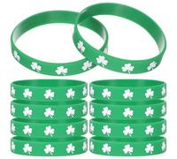 GALPADA Bracelets en Silicone Vert Trèfle 10pcs pour Fête Irlandaise Saint-patrick, Élastiques, Légers et Charmants, comme Accessoires pour Soirée