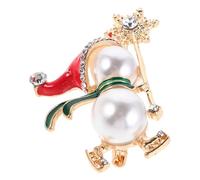 GALPADA Broche Bonhomme en Émail avec Cristaux et Perles Épingle Décorative pour Manteaux Sacs et Pulls Accessoire de Noël Festif pour Femme