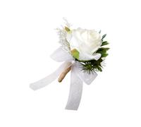 GALPADA Broche Fleur Blanche et Verte Artificielle pour Mariage Épingle Décorative pour Marié et Mariée Décoration de Banquet Accessoire Floral Élégant pour Robe et Costume Usage