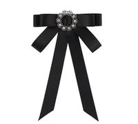 GALPADA Broche Nœud en Tissu Noir avec Pierres Scintillantes Épingle Décorative Rétro pour Vêtements et Accessoires Femme Bijou Léger et Élégant pour Veste Écharpe et Cérémonie