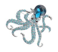 GALPADA Broche Pieuvre Vintage, Épinglette Décorative en Métal Argenté, Accessoire Vestimentaire Femme, Bijou Fantaisie Scintillant pour Fêtes et Quotidien, Broche Taille Moyenne