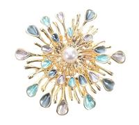 GALPADA Broche Tournesol Décorative en Cristaux et Perles, Épingle à Ornement Artisanale pour Col de Pull, Accessoire Bijoux Fantaisie Féminin, pour Tenue Élégante et Événements