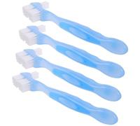 GALPADA Brosse à Prothèses Dentaires Double Face 4pcs Poignée Ergonomique en Plastique et Nylon Nettoyage des Fausses Dents des Personnes Âgées
