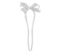 GALPADA Brossette à Cheveux Vintage u Avec Nœud Épingle à Cheveux à Deux Prongs Pour Chignon Accessoire Élégant Pour Femmes Et Argenté