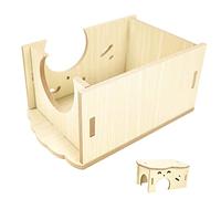 GALPADA Cachette pour Hamster en Bois Naturel Solide, Petite Maison pour Animaux De Compagnie, Jouet Ludique Quatre Saisons, Usage Intérieur Et Extérieur, Adaptée Aux Hamsters Et Cochons D’Inde