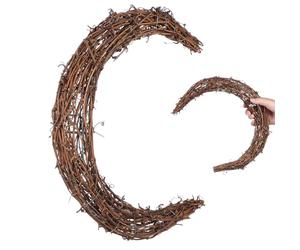 GALPADA Cadre de Couronne Soi-Même 30 CM Rotin Naturel Forme Lune pour Décoration Salon Cocooning et Loisirs Créatifs