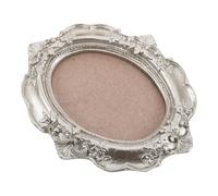 GALPADA Cadre Photo Mural Ovale Vintage en Métal Argenté Fixation Triangulaire, Décoration Murale Créative 3D pour Maison et Bureau, Support Photo Ancien et Décor Artistique