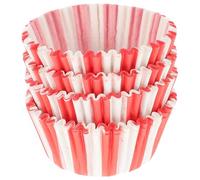 GALPADA Caissettes à Cupcakes en Papier Sulfurisé 100 Pcs Taille Moyenne, Moules à Muffins Résistants Haute Température, Rayures Rouges et Blanches, pour Cuisson de Gâteaux et Pâtisseries