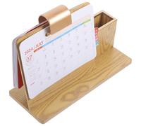GALPADA Calendrier de Bureau Bois avec Porte-stylos Intégré Organiseur de Bureau Multifonctionnel pour Rangement de Papeterie et Accessoires Décoration de Table Pratique et Élégante