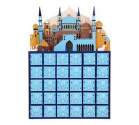 GALPADA Calendrier en Bois du Ramadan à 30 Jours, Bleu, Compact | Lumière Ambiante à Piles Aaa, pour Notes ou Petits Présents, Fêtes Eid Mubarak