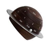 GALPADA Calendrier Perpétuel de Bureau en Bois Motif Planétaire Terre Calendrier Rotatif Manuel Rustique Décoration Vintage pour Bureau et Intérieur Idée Présent Originale