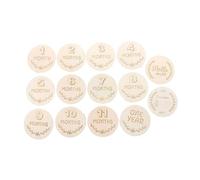 GALPADA Cartes Mensuelles de Grossesse en Bois Beige, Design Rond Créatif, pour Photos Commémoratives de Grossesse et Suivi Croissance du -né