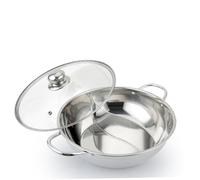GALPADA Casserole Inox avec Couvercle Verre Pot Multifonctionnel Double Compartiment pour Cuisson Induction et Gaz pour Repas Famille et Restaurant