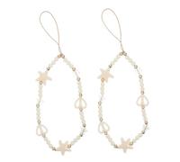 GALPADA Chaîne De Téléphone En Perles Étoilées Et Acrylique Pour Femmes, Corde Antidérapante, Lot De 2 Pièces, Blanc, Pendentif D’étoile Et Cœur, Accessoire Mode Portable