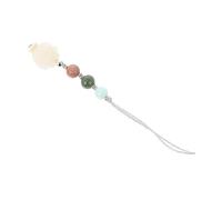 GALPADA Chaîne Téléphonie Mobile Jade Blanc avec Racine Bodhi et Fleur de Lotus Pendant Décoratif pour Téléphone Portable ou Accessoire Mode