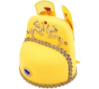 GALPADA Chapeau D'empereur Chinois Traditionnel Jaune Décor Dragon et Ailes, Accessoire de Cosplay pour Adultes, Couvre-chef de Fête Historique et Performance Théâtrale