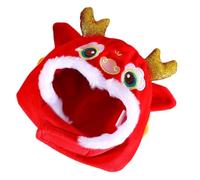 GALPADA Chapeau Dragon Tête Peluche pour Chats et Chiens Accessoire de Fête Nouvel an Casquette Animaux Mignons pour Anniversaire et Costume Festif