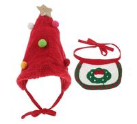 GALPADA Chapeau Festif de Noël pour Animaux Bonnet Tricoté et Bandana, Accessoire en Polyester pour Chiens et Chats de 4-7,5 Kg, pour Déguisement et Photo
