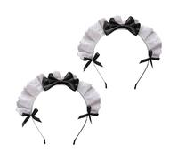 GALPADA Chapeaux à Nœuds en Tissu Noir Léger et Confortable pour Cosplay et Mariage, 2 Pièces, Serrage-têtes Élégants Dentelle et Design Nœud Papillon pour Filles