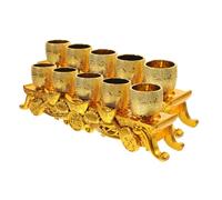 GALPADA Coffret 2 Coupes à Vin Décoratives en Plastique Or pour Cérémonies et Offrandes, Calices Élégants Design Rituel Facile à Ranger pour Dévots