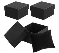 GALPADA Coffret Présent Boîte à Bracelet en Papier Noir Oreiller, Lot de 3 Pièces, pour Hommes et Femmes, Rangement Élégant pour Bracelets et Montres