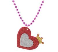 GALPADA Collier Cœur en Perles pour Femme Pendentif Couronne en Plastique et Feutre Chaîne Ajustable Présent Saint-Valentin Romantique pour Fête et Enterrement de Vie de Jeune Fille