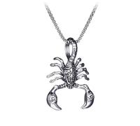 GALPADA Collier Finition Soignée Scorpion Pendentif en Acier Titane Argenté, Design Rétro et Hip Hop Style Créatif Collier pour Femme et Homme