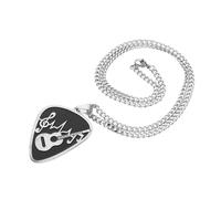 GALPADA Collier Médiator Guitare Noir en Acier Inoxydable Solide, Pendentif Note de Musique pour Homme et Femme, Accessoire Musical Léger Concerts et Passionnés de Musique