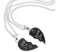 GALPADA Collier Pendentif Cœur Puzzle Little Big Sister en Alliage Noir, Bijou pour Sœur et Meilleure Amie, Présent Saint-valentin et Remise de Diplômes, Collier de Sœurs et Solide