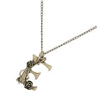 GALPADA Collier Pendentif Lettre E en Alliage Ancien Couleur Bronze Vert, Chaîne Décorative Rose Vintage pour Femmes, Accessoire Long pour Pulls et Tenues Décontractées