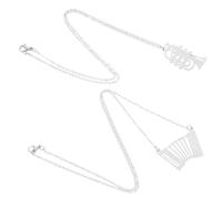 GALPADA Collier Pendentif Poli Méticuleusement et Résistant la Décoloration en Métal Argenté 2pcs Style Punk Accordéon et Cor D'harmonie pour Amateurs de Musique