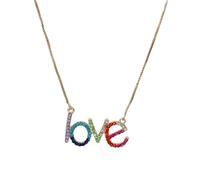 GALPADA Collier Pendentif Unique et Élégant en Alliage Pierres Brillantes Lettres D'amour Coloré pour Présent Romantique et Tenue Quotidienne