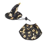 GALPADA Costume Halloween Animaux de Compagnie Chien Chat Déguisement Sorcier avec Cape Imprimée et Chapeau Cloak Set