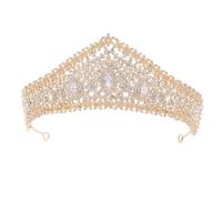 GALPADA Couronne de Mariage Élégante en Alliage et Cristaux Dorés, Tiare Résistante et Délicate pour Coiffure de Mariée, Accessoire pour Séance Photo et Beauté