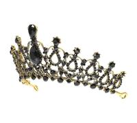 GALPADA Couronne de Mariée Baroque en Alliage Ancien Noirs Diadème Délicat et Brillant pour Coiffure Mariage Accessoire Princesse Élégant pour Bal Anniversaire et Fête
