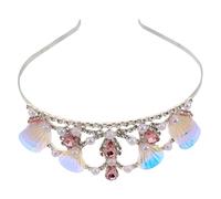 GALPADA Couronne Sirène Écaille de Poisson Argentée avec Perles Faux et Tête Thème pour Fêtes Danniversaire et Déguisements Princesse
