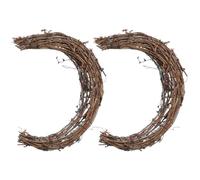 GALPADA Couronnes en Rotin Naturel Soi-même, 2 Pièces, Forme Lune 20 Cm, Anneaux Tressés la Main pour Décoration Intérieure et Extérieure, Accessoires DIY pour Fête et Maison Rustique