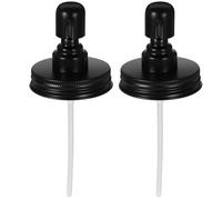 GALPADA Couvercle de Pompe pour Pot en Verre Noir 7 Cm, Lot de 2 Pièces, Pompe à Lotion en Acier Inoxydable Résistant à L'usure avec Design Manuel pour Distributeur de Savonnette