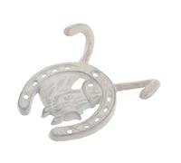 GALPADA Crochet Mural Double en Fonte Blanche Forme Tête de Cheval et Fer à Cheval Patère Décorative Rustique pour Entrée Porte-Manteau Industriel Crochets Muraux Vintage pour Clés et