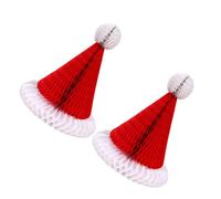 GALPADA Décoration 2pcs de Chapeau de Noël en Papier Rouge à Structure Alvéolée à Suspendre Accessoire Festif Facile à Accrocher pour Fête de Noël Jardin