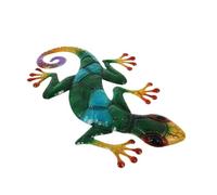 GALPADA Décoration Murale Gecko en Fer Bleu, Pendentif Décoratif Suspendu pour Intérieur et Jardin, Art Mural Unique et Délicat pour Maison et Extérieur
