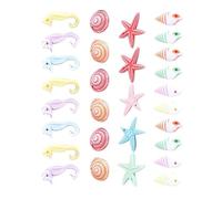 GALPADA Décorations Aquarium en Résine 48 Pcs Micro-Paysage Océanique Hippocampes Étoiles Conques Colorées, Accessoires Légers Anti-Rouille pour Décoration Plage, Fête Couleur Aléatoire