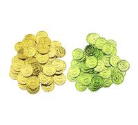 GALPADA Décorations de Fête Saint-Patrick 200 Pièces en Plastique Vert et Doré Trèfle à Quatre Feuilles 3,1 Cm, Accessoires de Jeu et Pièces Clover pour Table et Animations Festives