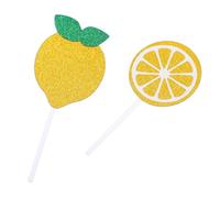 GALPADA Décorations de Gâteau Agrumes Scintillantes 24pcs en Papier pour Toute Fête à Thème et Table de Dessert Design Adorable Jaune