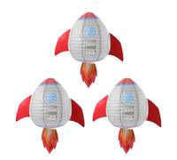GALPADA Décorations Suspendues Lanternes Fusée en Papier Lot de 3, Thème Système Solaire pour Anniversaire d'Garçon et Filles, Fête Scientifique, Garçons et Filles