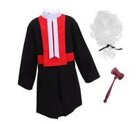 GALPADA Déguisement Juge Garçon Fille Kit Jeu Rôle Costume Garçon Fille avec Perruque et Marteau pour Fêtes et Halloween Tenue Carrière Justice
